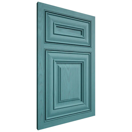 Shiloh Cabinetry Beaded Inset Bradford Red Oak Plain Cut Aqua Door