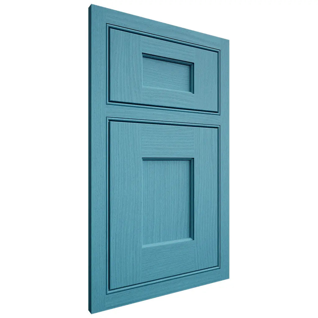 Shiloh Cabinetry Beaded Inset Heritage White Oak Plain Cut Aqua Door