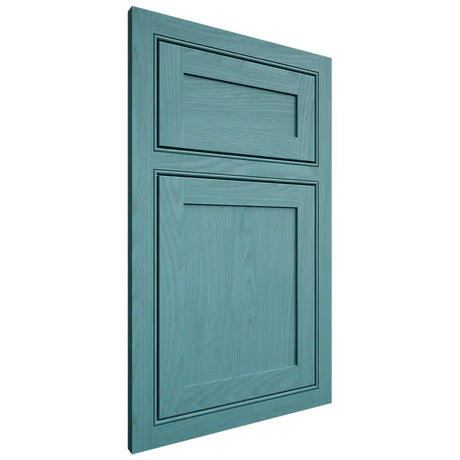 Shiloh Cabinetry Beaded Inset Malibu Red Oak Plain Cut Aqua Door