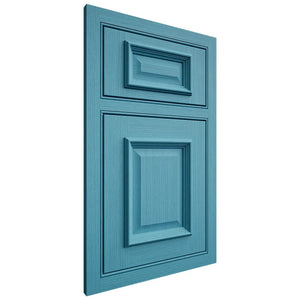 Shiloh Cabinetry Beaded Inset Montgomery White Oak Rift Cut Aqua Door