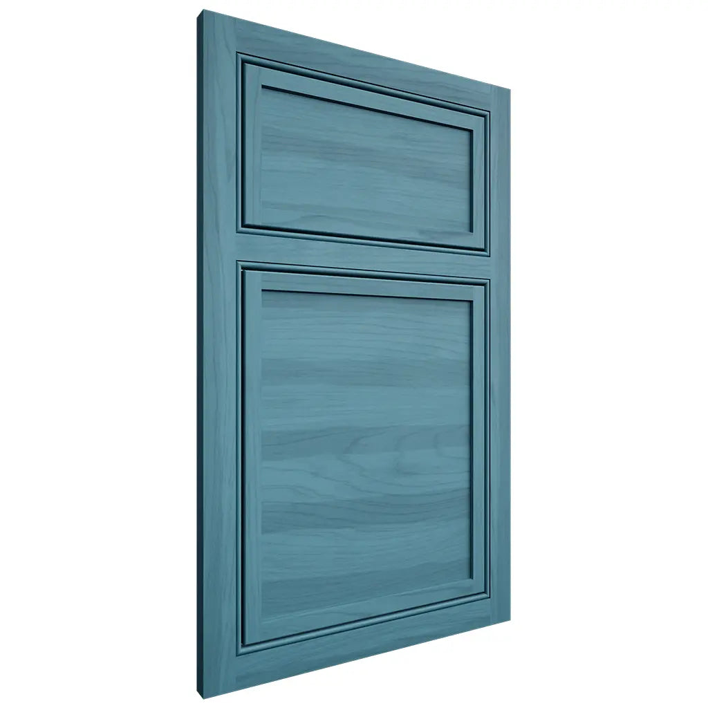 Shiloh Cabinetry Beaded Inset Napa Horizontal Hickory Plain Cut Aqua Door