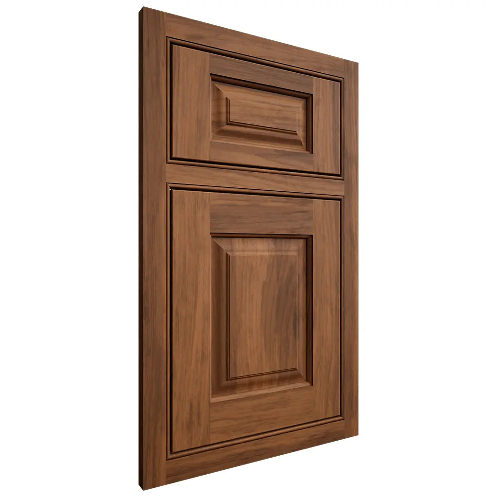 Shiloh Cabinetry Beaded Inset Oxford Hickory Plain Cut Burnt Sugar Door
