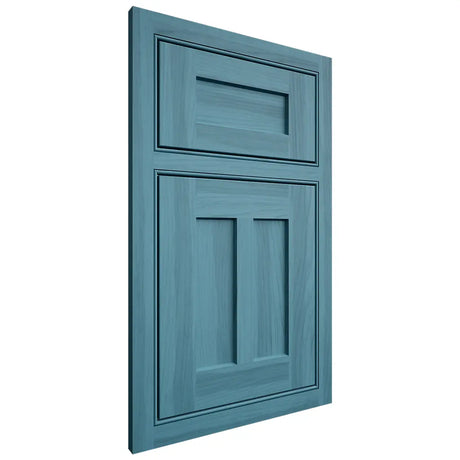 Shiloh Cabinetry Beaded Inset Wilmington Hickory Plain Cut Aqua Door