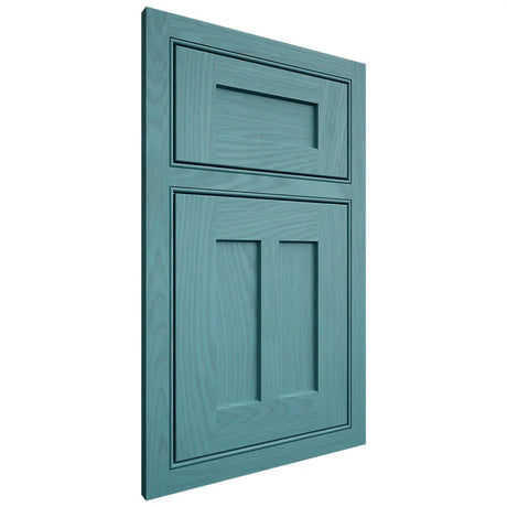 Shiloh Cabinetry Beaded Inset Wilmington Red Oak Plain Cut Aqua Door