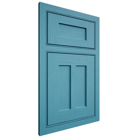 Shiloh Cabinetry Beaded Inset Wilmington White Oak Plain Cut Aqua Door