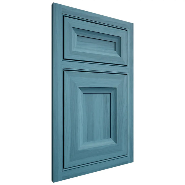 Shiloh Cabinetry Beaded Inset Windsor Hickory Plain Cut Aqua Door