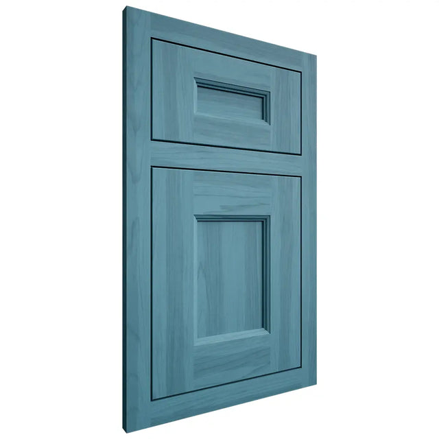 Shiloh Cabinetry Flush Inset Aspen Hickory Plain Cut Aqua Door