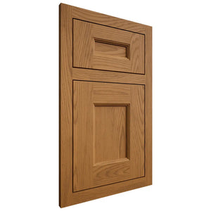 Shiloh Cabinetry Flush Inset Aspen Red Oak Plain Cut Autumn Door