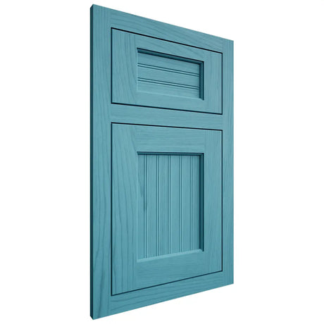 Shiloh Cabinetry Flush Inset Beaded Century Alder Plain Cut Aqua Door