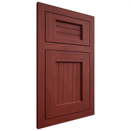 Shiloh Cabinetry Flush Inset Beaded Century Cherry Plain Cut Red Door