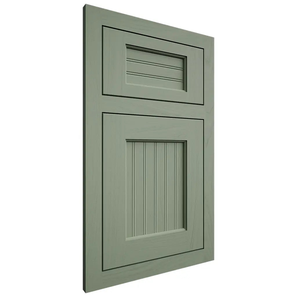 Shiloh Cabinetry Flush Inset Beaded Century Poplar Plain Cut Moss Door
