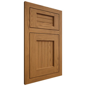 Shiloh Cabinetry Flush Inset Beaded Century Red Oak Plain Cut Autumn Door