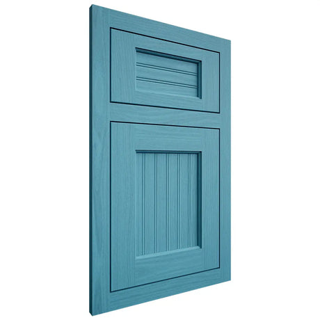 Shiloh Cabinetry Flush Inset Beaded Century White Oak Plain Cut Aqua Door
