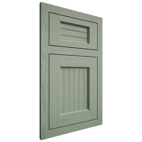 Shiloh Cabinetry Flush Inset Beaded Century White Oak Plain Cut Moss Door