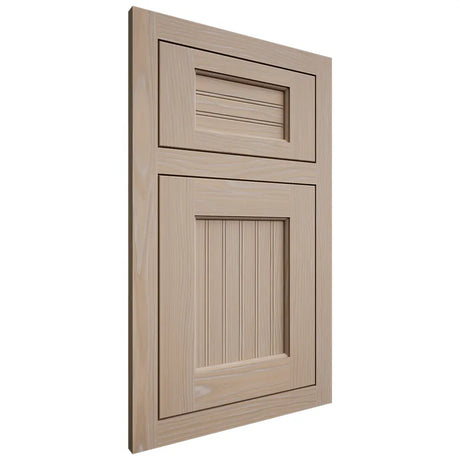 Shiloh Cabinetry Flush Inset Beaded Century White Oak Plain Cut Straw Door