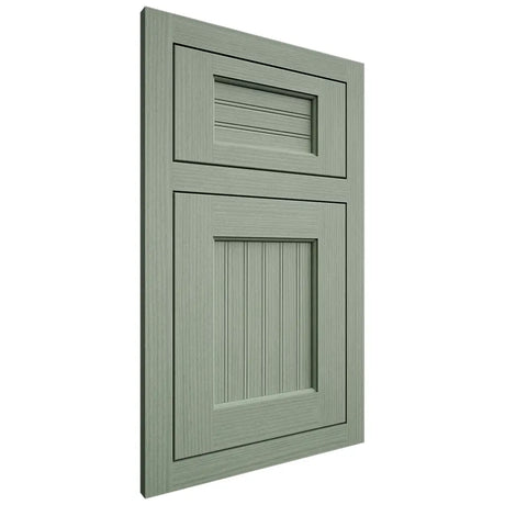 Shiloh Cabinetry Flush Inset Beaded Century White Oak Rift Cut Moss Door
