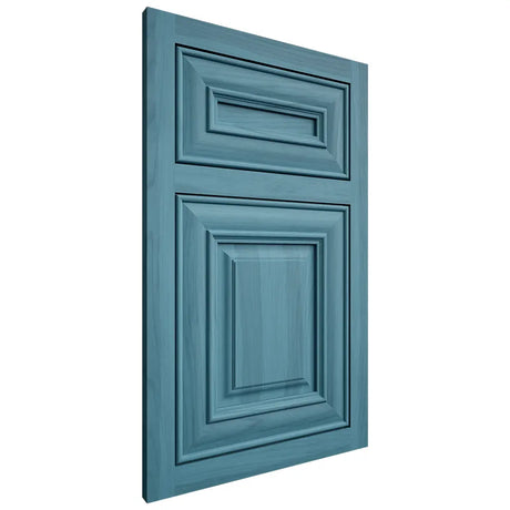 Shiloh Cabinetry Flush Inset Bradford Hickory Plain Cut Aqua Door