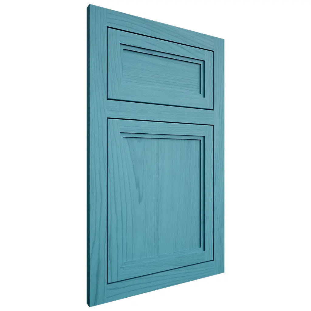 Shiloh Cabinetry Flush Inset Concord Alder Plain Cut Aqua Door