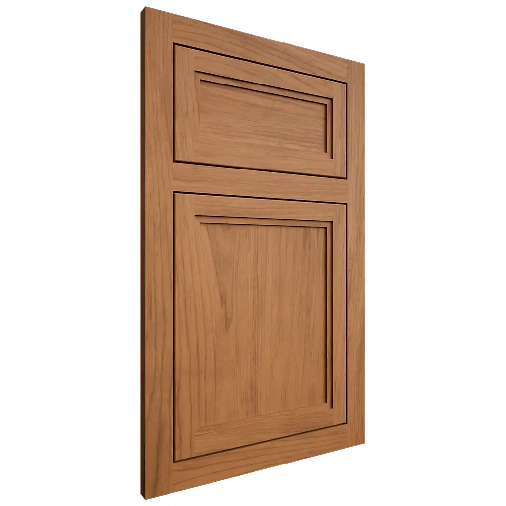 Shiloh Cabinetry Flush Inset Concord Alder Plain Cut Caramel Door