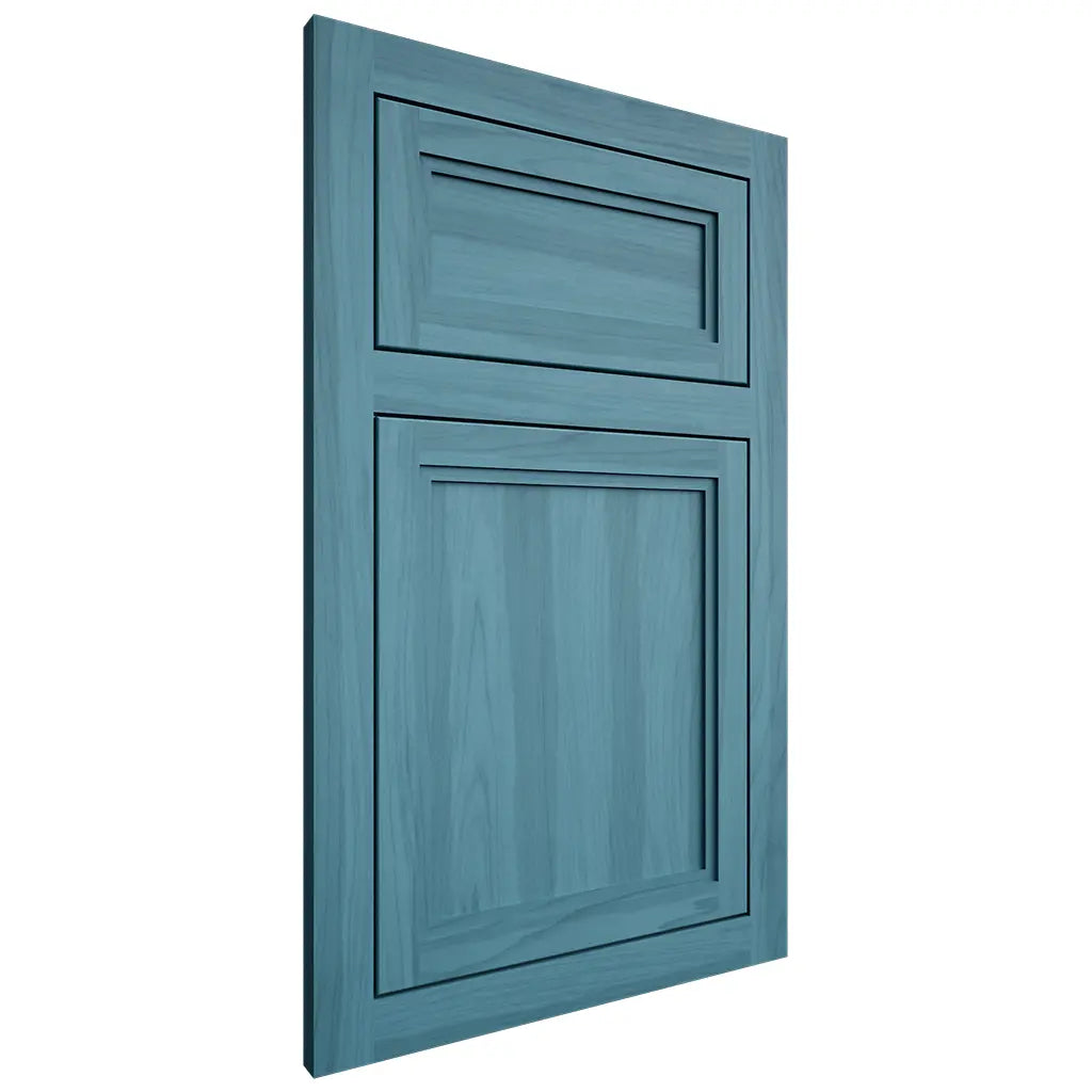 Shiloh Cabinetry Flush Inset Concord Hickory Plain Cut Aqua Door
