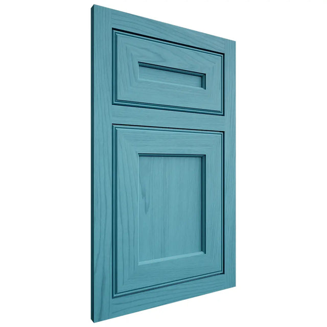 Shiloh Cabinetry Flush Inset Essex Alder Plain Cut Aqua Door