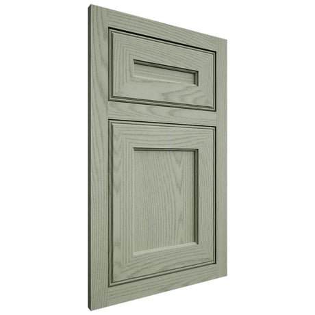 Shiloh Cabinetry Flush Inset Essex Red Oak Plain Cut Moss Door