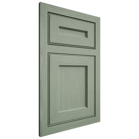 Shiloh Cabinetry Flush Inset Essex White Oak Plain Cut Moss Door