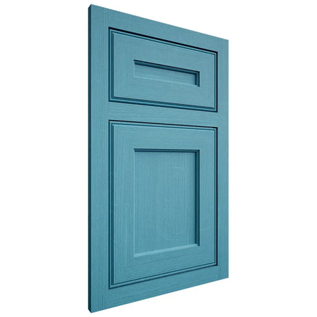 Shiloh Cabinetry Flush Inset Essex White Oak Quarter Sawn Aqua Door