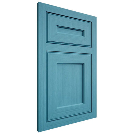 Shiloh Cabinetry Flush Inset Essex White Oak Rift Cut Aqua Door