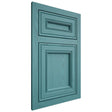 Shiloh Cabinetry Flush Inset Glenbrook Red Oak Plain Cut Aqua Door