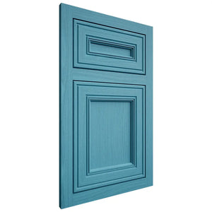 Shiloh Cabinetry Flush Inset Glenbrook White Oak Plain Cut Aqua Door