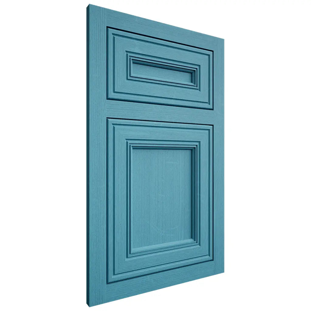 Shiloh Cabinetry Flush Inset Glenbrook White Oak Quarter Sawn Aqua Door