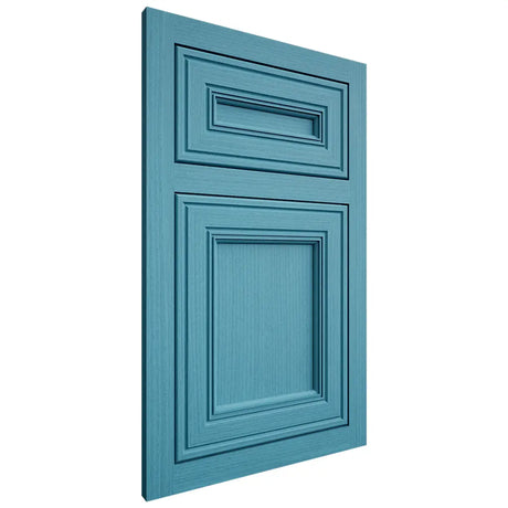 Shiloh Cabinetry Flush Inset Glenbrook White Oak Rift Cut Aqua Door