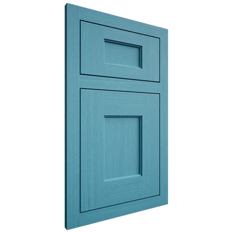 Shiloh Cabinetry Flush Inset Heritage White Oak Rift Cut Aqua Door