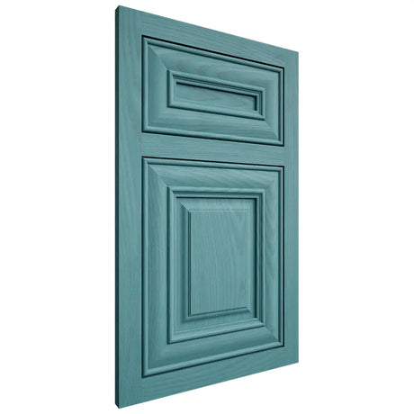Shiloh Cabinetry Flush Inset Kendall Red Oak Plain Cut Aqua Door