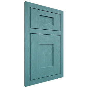 Shiloh Cabinetry Flush Inset Lancaster Red Oak Plain Cut Aqua Door