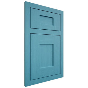 Shiloh Cabinetry Flush Inset Lancaster White Oak Quarter Sawn Aqua Door