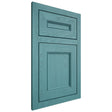 Shiloh Cabinetry Flush Inset Landes Red Oak Plain Cut Aqua Door