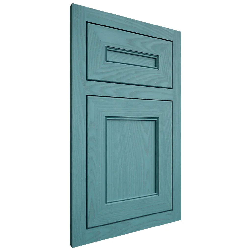 Shiloh Cabinetry Flush Inset Landes Red Oak Plain Cut Aqua Door