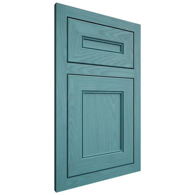 Shiloh Cabinetry Flush Inset Landes Red Oak Plain Cut Aqua Door