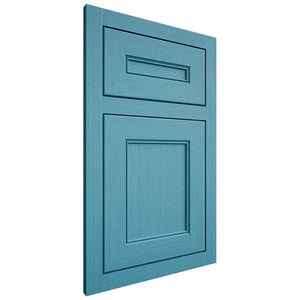 Shiloh Cabinetry Flush Inset Landes White Oak Rift Cut Aqua Door