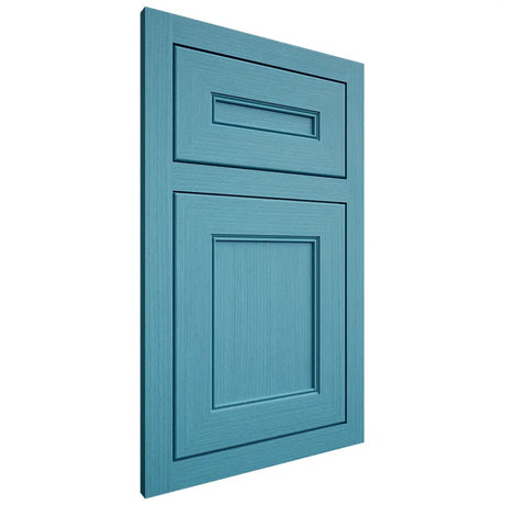 Shiloh Cabinetry Flush Inset Landes White Oak Rift Cut Aqua Door