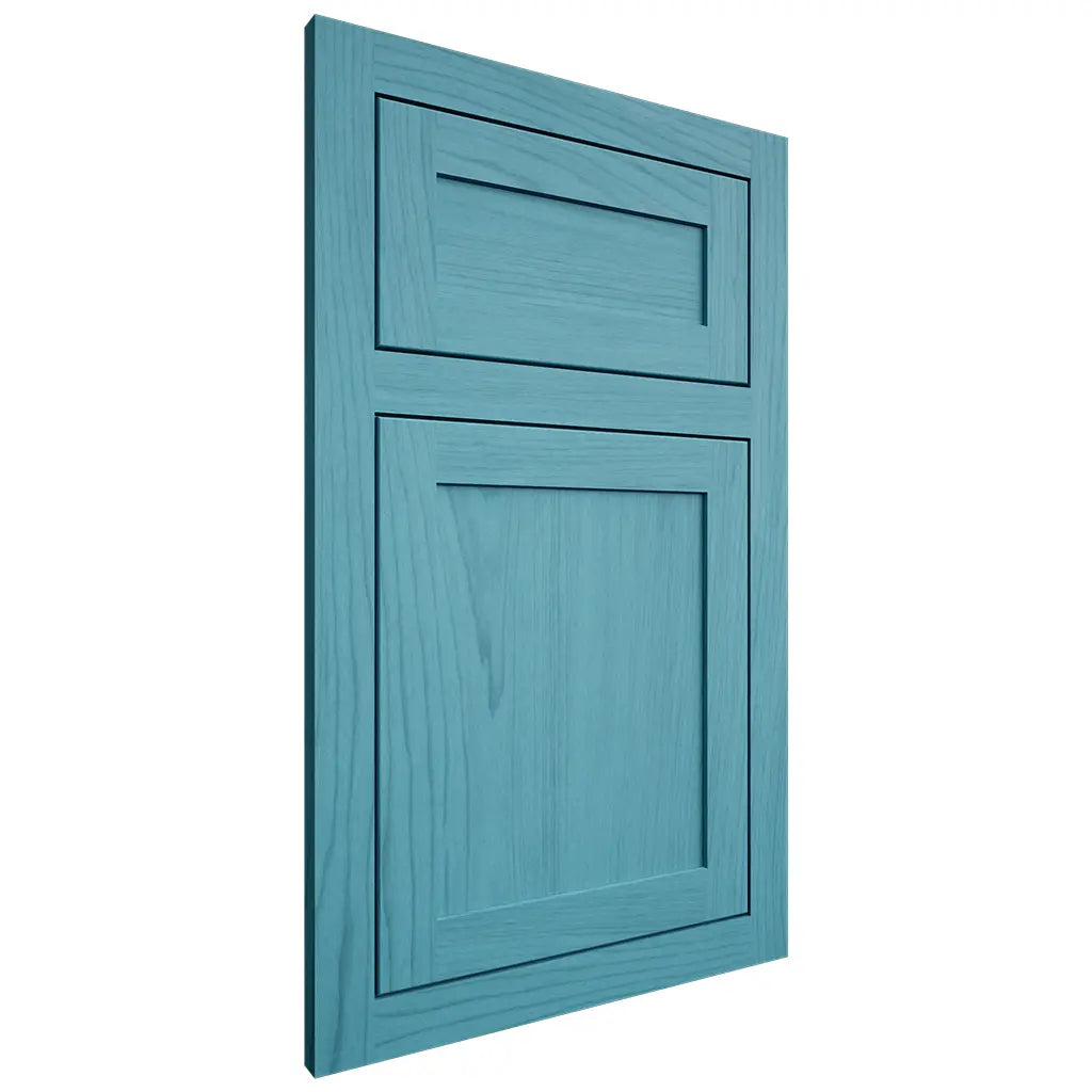 Shiloh Cabinetry Flush Inset Malibu Alder Plain Cut Aqua Door