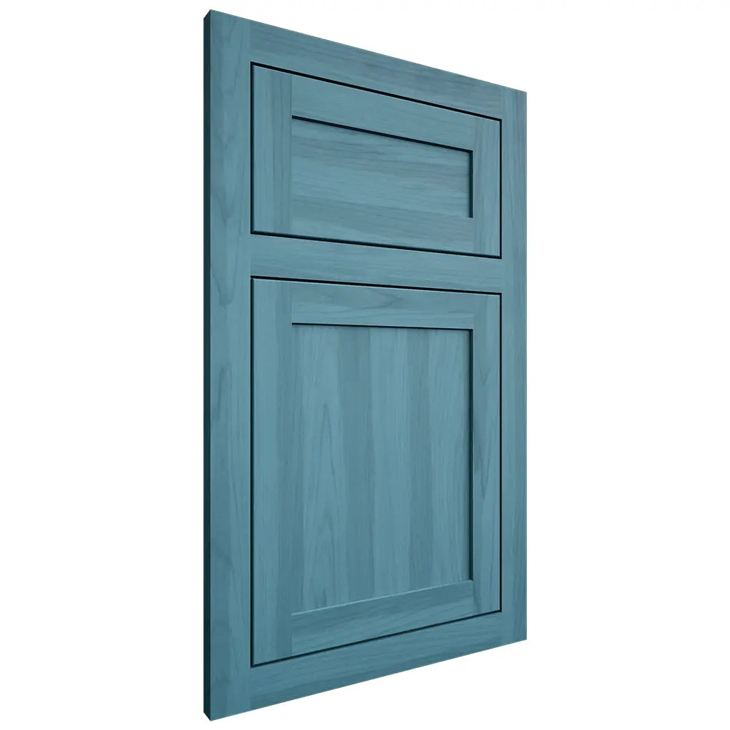 Shiloh Cabinetry Flush Inset Malibu Hickory Plain Cut Aqua Door