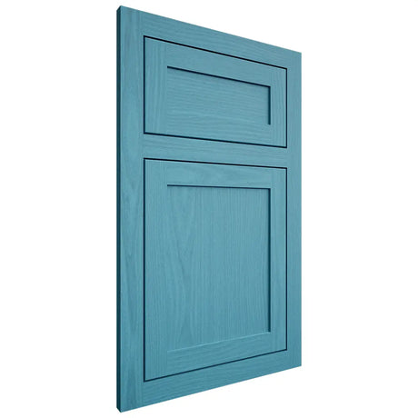 Shiloh Cabinetry Flush Inset Malibu White Oak Plain Cut Aqua Door