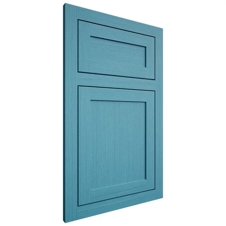 Shiloh Cabinetry Flush Inset Malibu White Oak Rift Cut Aqua Door