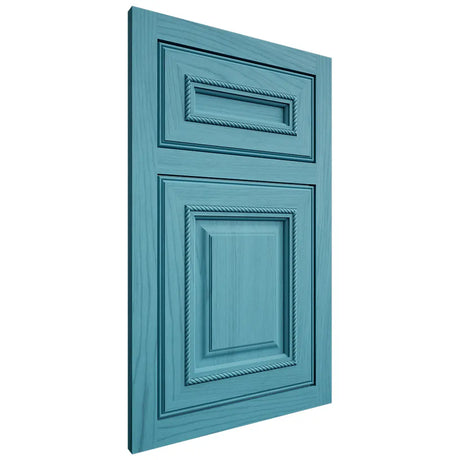 Shiloh Cabinetry Flush Inset Manchester Alder Plain Cut Aqua Door