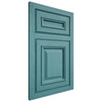 Shiloh Cabinetry Flush Inset Manchester Red Oak Plain Cut Aqua Door