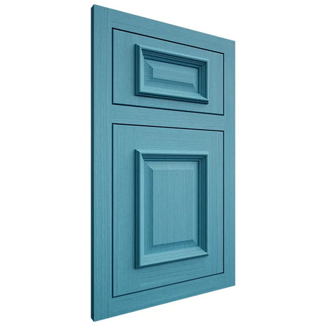 Shiloh Cabinetry Flush Inset Montgomery White Oak Rift Cut Aqua Door