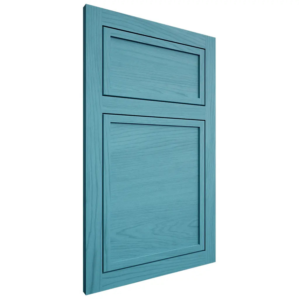 Shiloh Cabinetry Flush Inset Napa Horizontal Alder Plain Cut Aqua Door